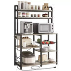 Étagère de Boulanger à 6 Niveaux avec Prise Électrique, Support de Micro-ondes et Table de Bar à Café pour le Rangement des Épices et des Casseroles de Cuisine