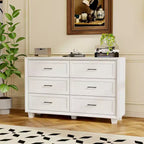 Famapy Credenza a buffet per fattoria, armadio contenitore, comò, armadio decorativo con 6 cassetti, comò in legno bianco per camera da letto, soggiorno, corridoio