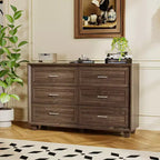 Famapy Credenza a buffet per fattoria, armadio contenitore, comò, armadio decorativo con 6 cassetti, comò in legno bianco per camera da letto, soggiorno, corridoio