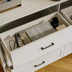 Famapy Credenza a buffet per fattoria, armadio contenitore, comò, armadio decorativo con 6 cassetti, comò in legno bianco per camera da letto, soggiorno, corridoio