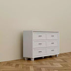 Famapy Credenza a buffet per fattoria, armadio contenitore, comò, armadio decorativo con 6 cassetti, comò in legno bianco per camera da letto, soggiorno, corridoio