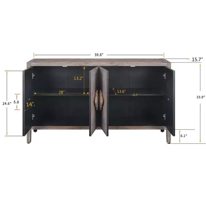 GDFStudio Betsy Mobile in Legno Anticato da 59'' con Ripiani Regolabili