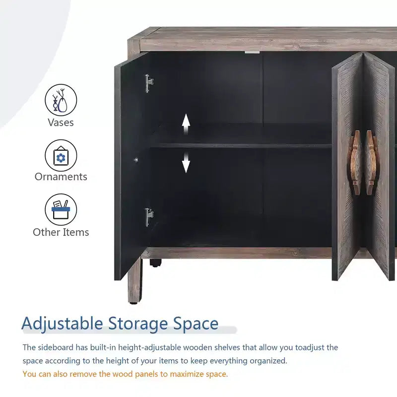 GDFStudio Betsy Mobile in Legno Anticato da 59'' con Ripiani Regolabili