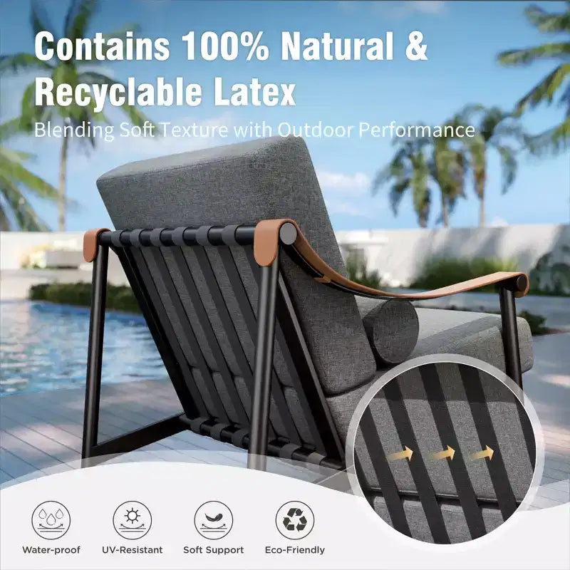 Captiva Designs Set Divano da Conversazione Moderno di Lusso Oversize per Esterni con Cuscini Spessi e Tavolino da Caffè