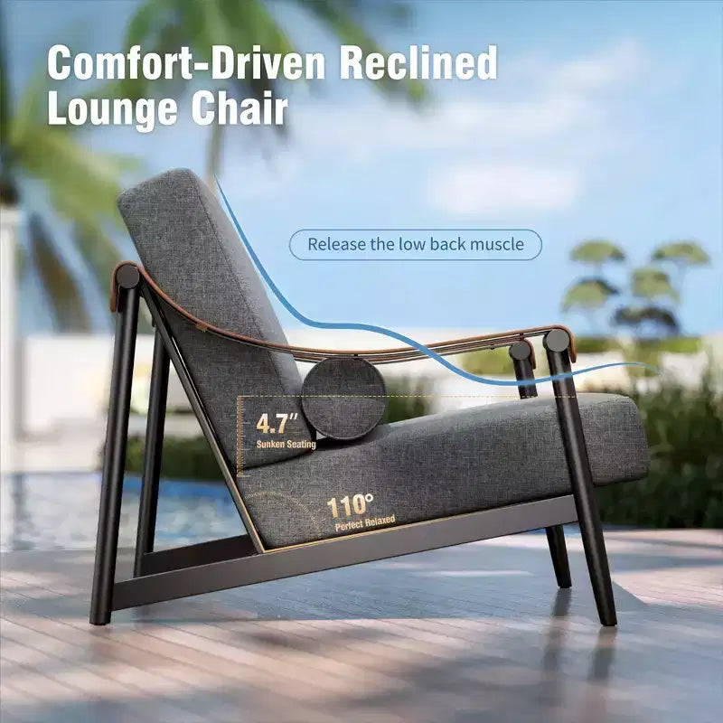 Captiva Designs Set Divano da Conversazione Moderno di Lusso Oversize per Esterni con Cuscini Spessi e Tavolino da Caffè