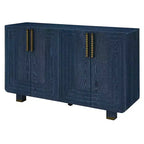 Mobiletto da ingresso vintage a 4 ante, credenza retrò in legno, buffet, mobiletto con ripiani regolabili, blu scuro/nero antico - ModernLuxe