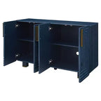 Mobiletto da ingresso vintage a 4 ante, credenza retrò in legno, buffet, mobiletto con ripiani regolabili, blu scuro/nero antico - ModernLuxe