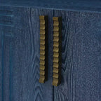 Mobiletto da ingresso vintage a 4 ante, credenza retrò in legno, buffet, mobiletto con ripiani regolabili, blu scuro/nero antico - ModernLuxe