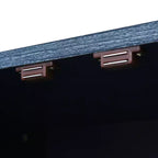 Mobiletto da ingresso vintage a 4 ante, credenza retrò in legno, buffet, mobiletto con ripiani regolabili, blu scuro/nero antico - ModernLuxe
