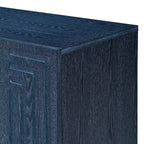 Mobiletto da ingresso vintage a 4 ante, credenza retrò in legno, buffet, mobiletto con ripiani regolabili, blu scuro/nero antico - ModernLuxe