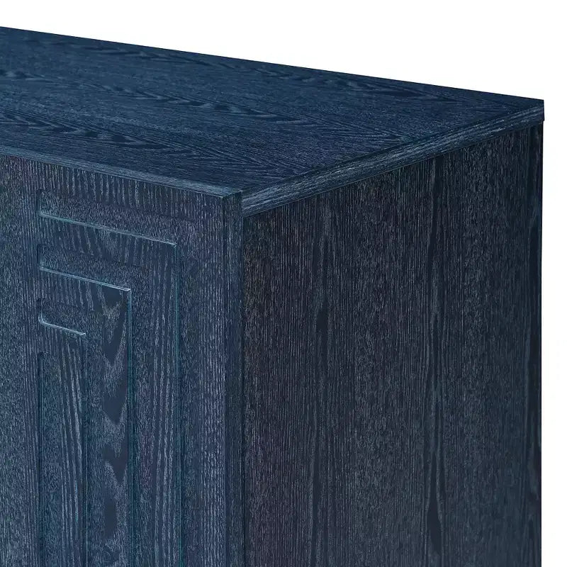 Mobiletto da ingresso vintage a 4 ante, credenza retrò in legno, buffet, mobiletto con ripiani regolabili, blu scuro/nero antico - ModernLuxe