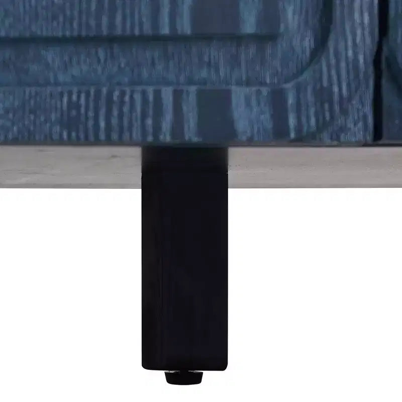 Mobiletto da ingresso vintage a 4 ante, credenza retrò in legno, buffet, mobiletto con ripiani regolabili, blu scuro/nero antico - ModernLuxe