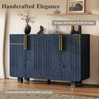 Mobiletto da ingresso vintage a 4 ante, credenza retrò in legno, buffet, mobiletto con ripiani regolabili, blu scuro/nero antico - ModernLuxe