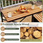Costway Panca Convertibile 2-in-1 da Esterno con Telaio in Metallo e Set Tavolo e Sedie in Rattan PE