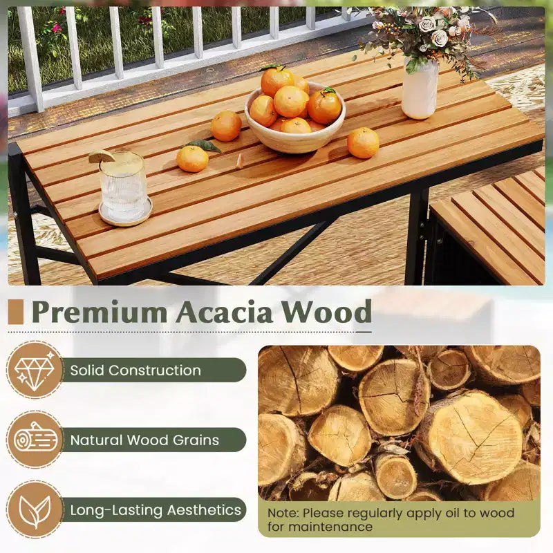 Costway Panca Convertibile 2-in-1 da Esterno con Telaio in Metallo e Set Tavolo e Sedie in Rattan PE