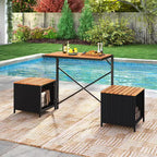 Costway Panca Convertibile 2-in-1 da Esterno con Telaio in Metallo e Set Tavolo e Sedie in Rattan PE