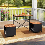 Costway Panca Convertibile 2-in-1 da Esterno con Telaio in Metallo e Set Tavolo e Sedie in Rattan PE