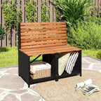Costway Panca Convertibile 2-in-1 da Esterno con Telaio in Metallo e Set Tavolo e Sedie in Rattan PE