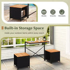 Costway Panca Convertibile 2-in-1 da Esterno con Telaio in Metallo e Set Tavolo e Sedie in Rattan PE