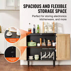 VEVOR Mobile Contenitore in Rattan, Mobiletto in Rattan con 2 Ante Magnetiche e Ripiani Regolabili, Credenza a Buffet per Ingresso, Nero