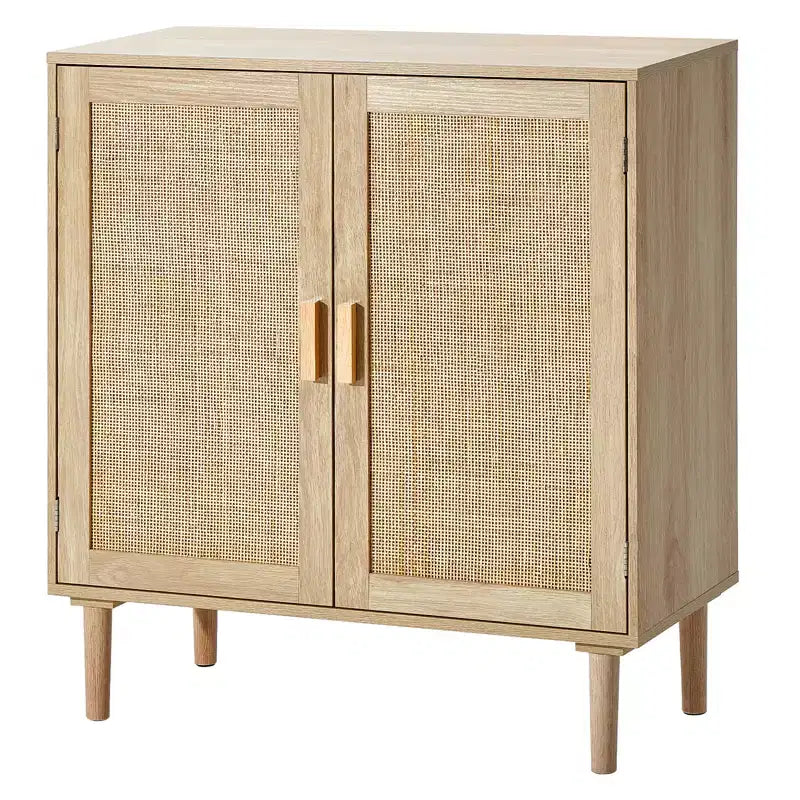VEVOR Rattan Cabinet, Rattan Storage Cabinet with 2 Magnetic Doors and Adjustable Shelves, Sideboard Buffet Cabinet for Hallway, Entryway, Natural