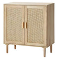 VEVOR Rattan Cabinet, Rattan Storage Cabinet with 2 Magnetic Doors and Adjustable Shelves, Sideboard Buffet Cabinet for Hallway, Entryway, Natural