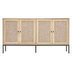 VEVOR Rattan Cabinet, Rattan Storage Cabinet with 4 Magnetic Doors and Adjustable Shelves, Sideboard Buffet Cabinet for Hallway, Entryway, Natural