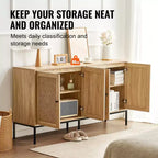 VEVOR Armadietto in Rattan, Mobile Contenitore in Rattan con 4 Ante Magnetiche e Ripiani Regolabili, Credenza a Buffet per Corridoio, Ingresso, Naturale