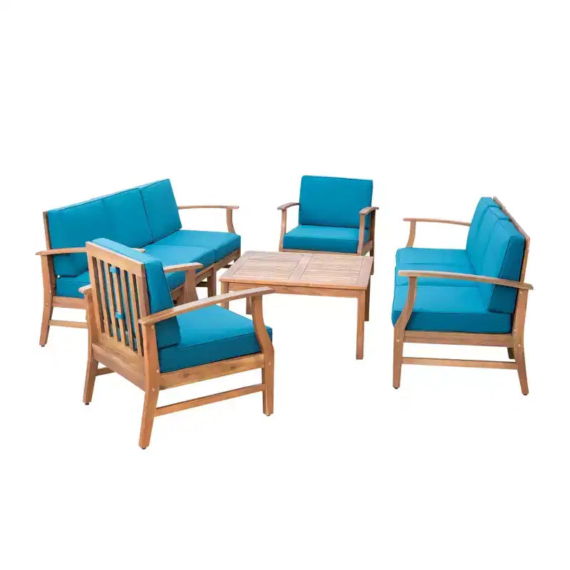 Christopher Knight Home Perla Salon de jardin 8 places en bois d'acacia avec coussins