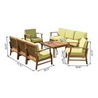 Christopher Knight Home Perla Salon de jardin 8 places en bois d'acacia avec coussins