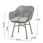 GDFStudio Hardaway Set da 3 Pezzi da Esterno con Cuscino in Vimini e Ferro
