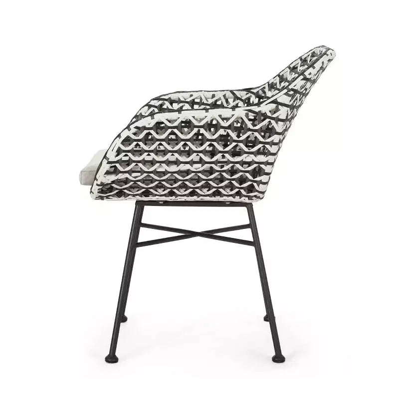 GDFStudio Hardaway Set da 3 Pezzi da Esterno con Cuscino in Vimini e Ferro