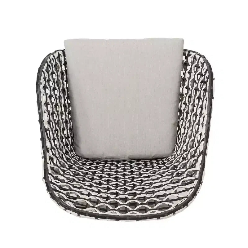 GDFStudio Hardaway Set da 3 Pezzi da Esterno con Cuscino in Vimini e Ferro