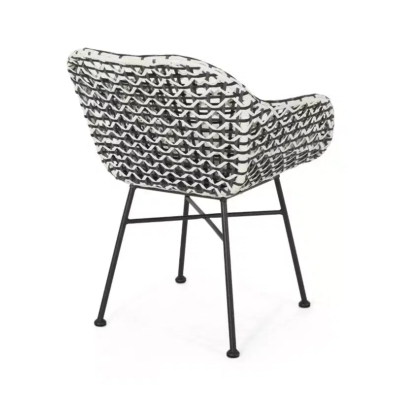 GDFStudio Hardaway Set da 3 Pezzi da Esterno con Cuscino in Vimini e Ferro