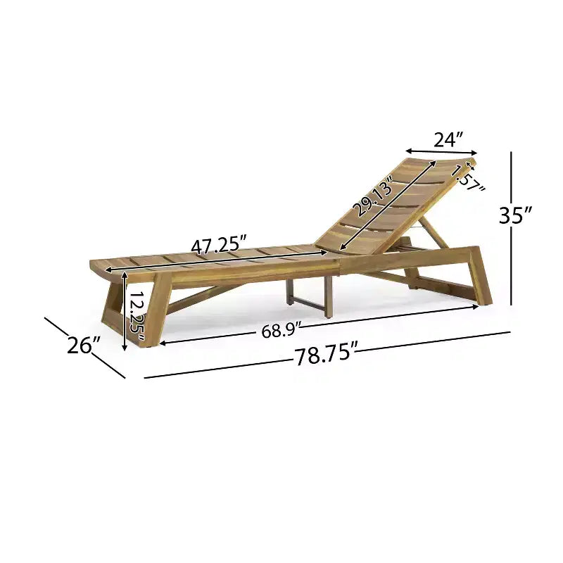 GDFStudio Karyme Ensemble de 6 pièces de chaise longue et table d'appoint en bois d'acacia d'extérieur