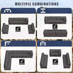 ALAULM Ensemble de mobilier de patio 9 pièces, salons d'extérieur en rotin et osier, ensemble de canapés de mobilier d'extérieur