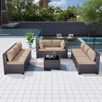 ALAULM Ensemble de mobilier de patio 9 pièces, salons d'extérieur en rotin et osier, ensemble de canapés de mobilier d'extérieur