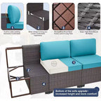 ALAULM Ensemble de mobilier de jardin 11 pièces, ensembles de conversation extérieurs en osier de rotin, ensemble de canapés de mobilier avec table de foyer au propane de 43 pouces