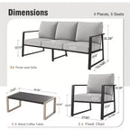 Ensemble de conversation d'extérieur moderne Captiva Designs avec cadre en métal et table basse pour patio