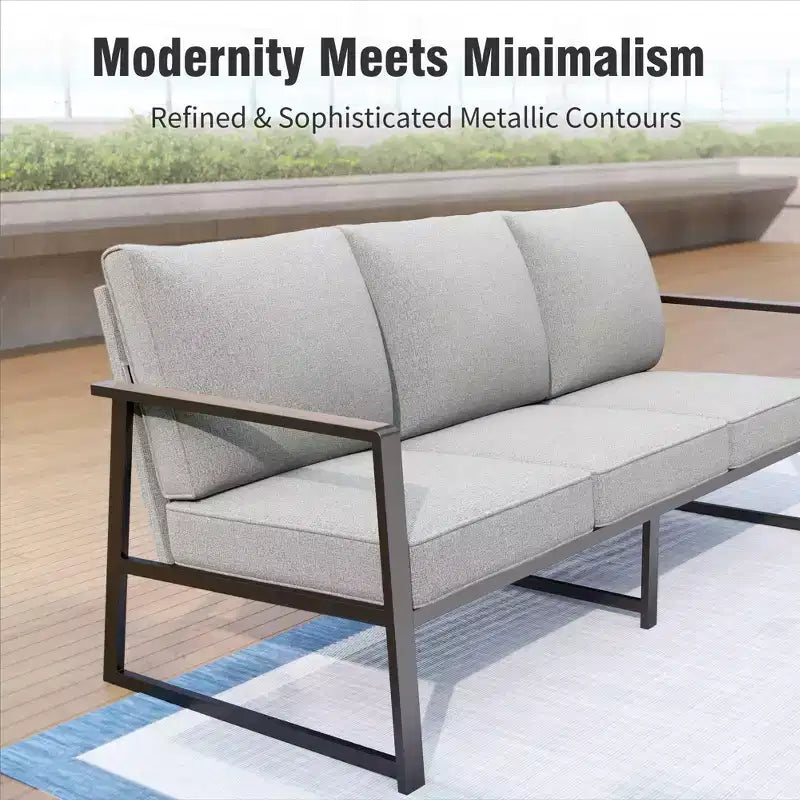 Ensemble de conversation d'extérieur moderne Captiva Designs avec cadre en métal et table basse pour patio