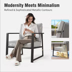 Ensemble de conversation d'extérieur moderne Captiva Designs avec cadre en métal et table basse pour patio