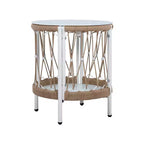 Christopher Knight Home Delphine Bohemian Set da Salotto da Esterno a 3 Pezzi in Corda Intrecciata a Mano con Tavolino con Piano in Vetro
