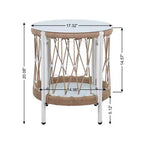Christopher Knight Home Delphine Bohemian Set da Salotto da Esterno a 3 Pezzi in Corda Intrecciata a Mano con Tavolino con Piano in Vetro