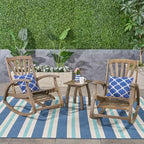 Set da conversazione con 3 pezzi: 2 sedie a dondolo reclinabili e un tavolino, Christopher Knight Home Sunview in legno di acacia da esterni