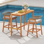 Set da bar da esterno Costway 5 pezzi con 4 sgabelli imbottiti e schienale in rattan curvo