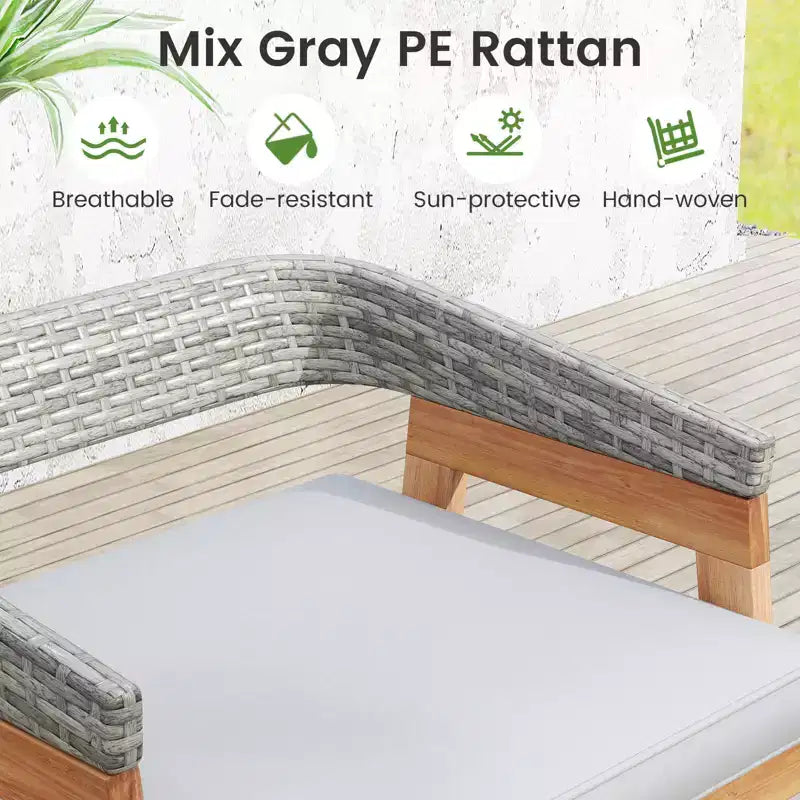Set da bar da esterno Costway 5 pezzi con 4 sgabelli imbottiti e schienale in rattan curvo