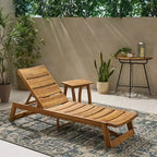 Christopher Knight Home Bruce Set Sdraio Regolabile da Esterno in Legno di Acacia con Tavolino e Design a Doghe
