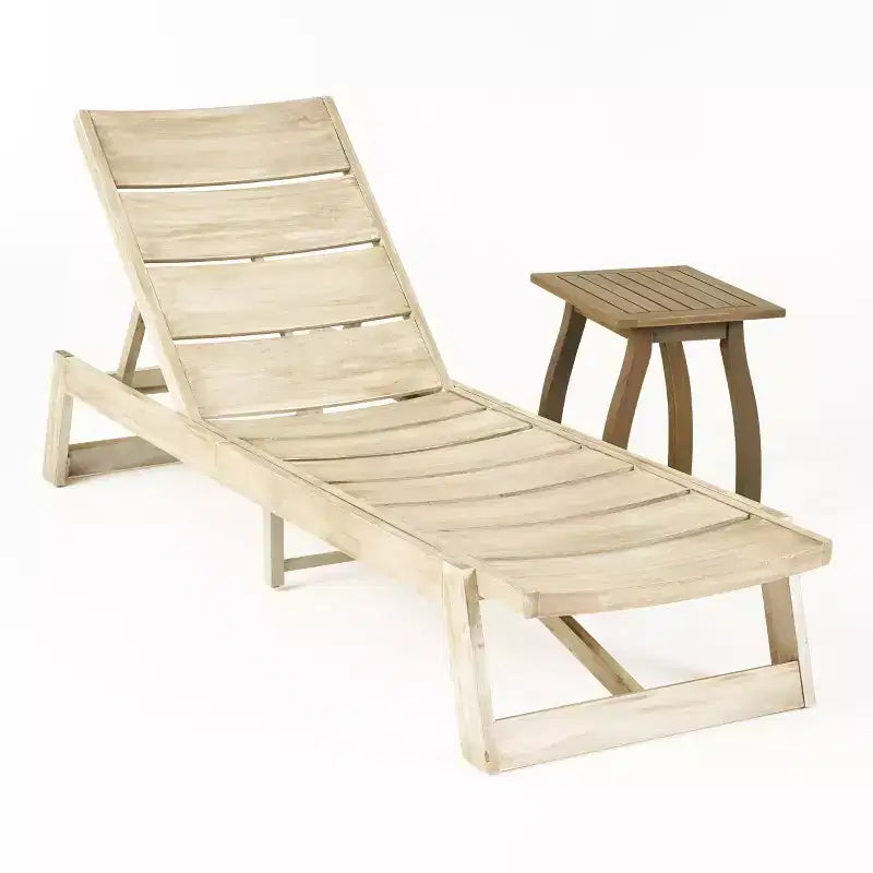 Christopher Knight Home Bruce Set Sdraio Regolabile da Esterno in Legno di Acacia con Tavolino e Design a Doghe