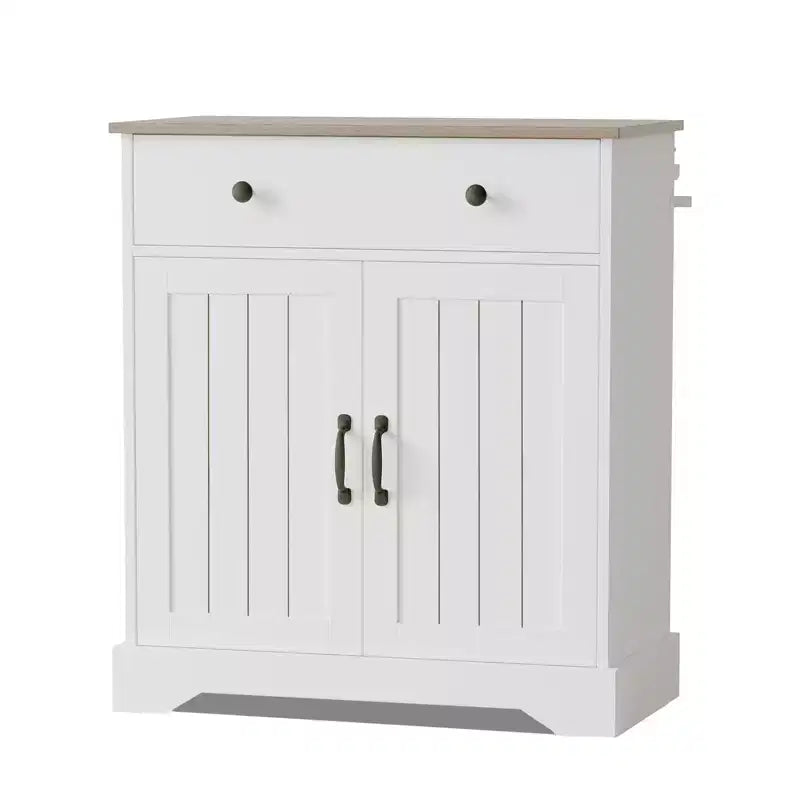 29.5'' Buffet Cabinet with Adjustable Shelves, Versatile White Wood Coffee Bar Cabinet with Doors for Dining Room Storage and Kitchen Pantry