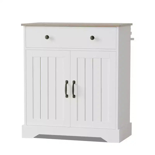 29.5'' Buffet Cabinet with Adjustable Shelves, Versatile White Wood Coffee Bar Cabinet with Doors for Dining Room Storage and Kitchen Pantry